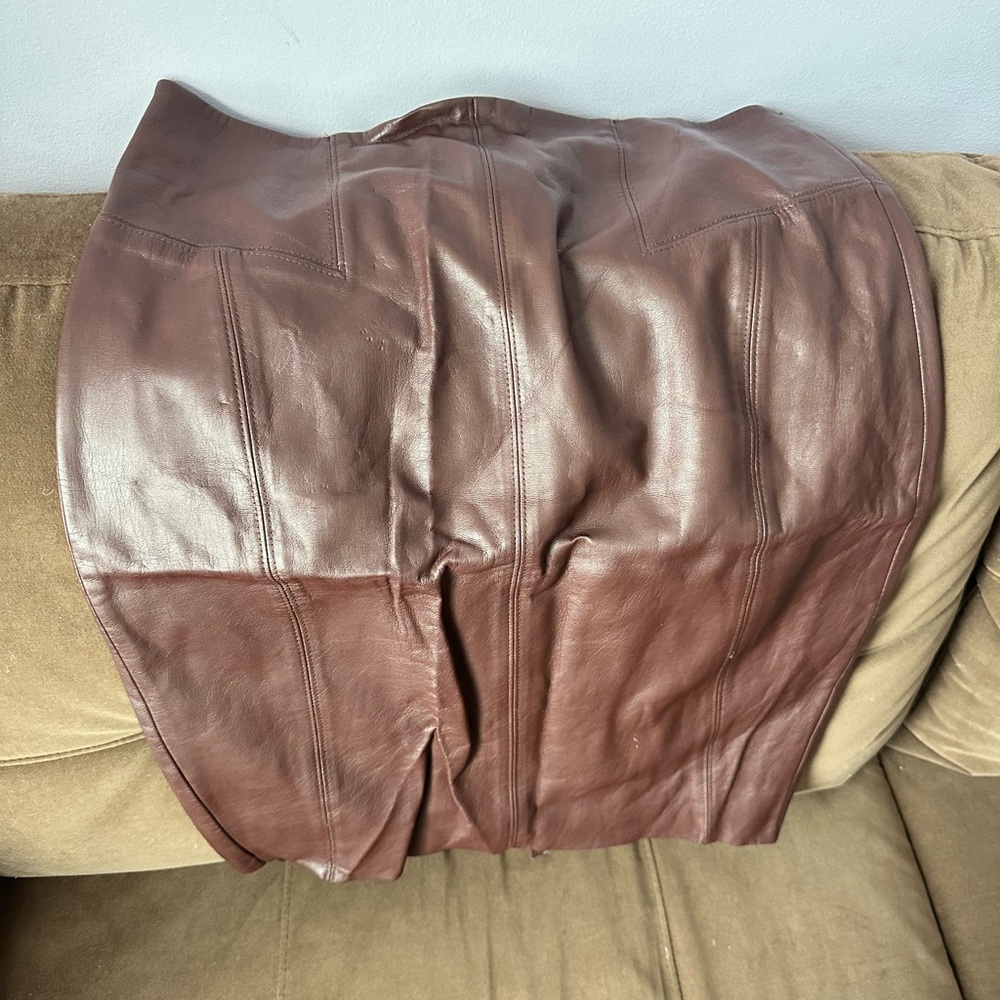 Express Dark Brown Faux Leather Pencil Skirt